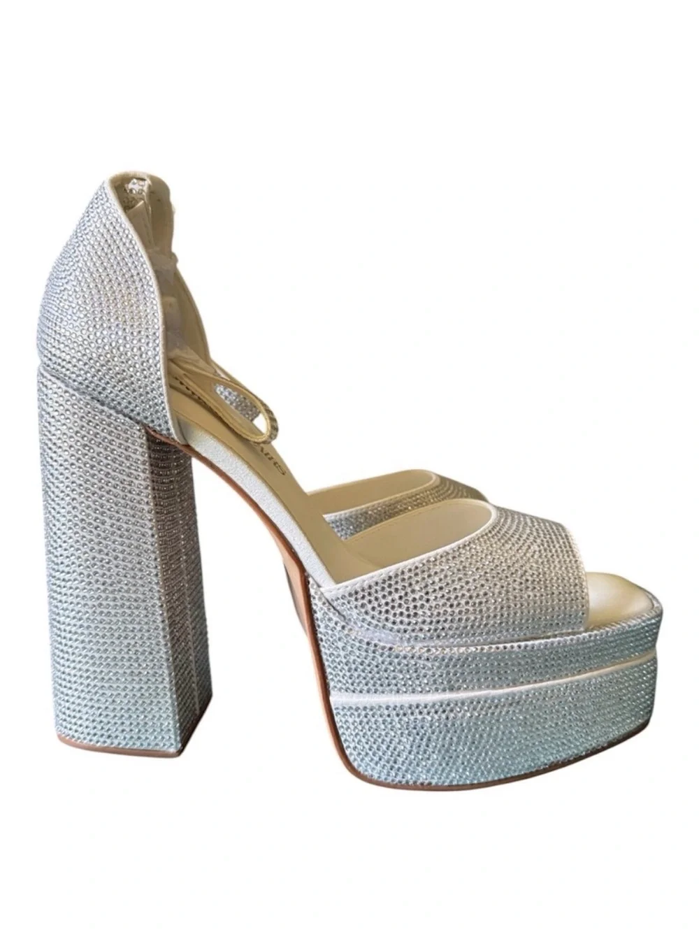 DREAM PAIRS Rhinestone Platform Chunky Heel Sandals Silver Size 10